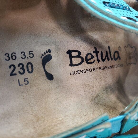 Betula by Birkestock Womens 5/EU 36 Joyce Leather Beaded Turqouise EVA Sole Boho - Picture 14 of 14